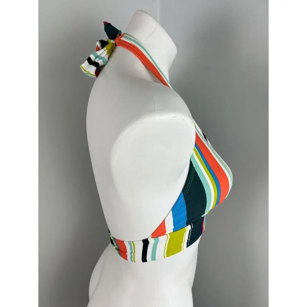 Anne Cole Multicolor Stripe Stripe V-Neck Tie Bikini Top XS
